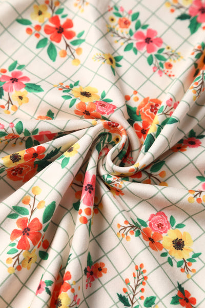 Close up view of Summer Flower Grid Dress