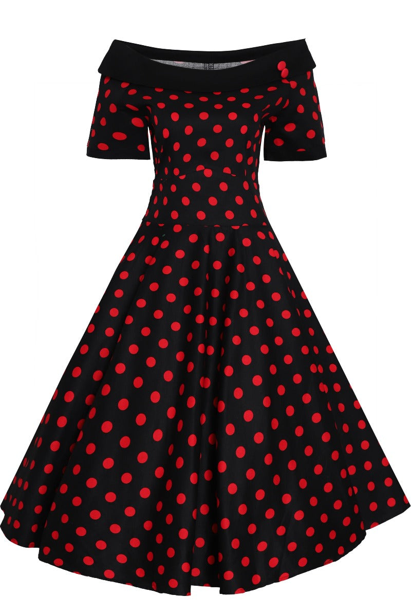 Rockabilly Black & Red Spot Swing Dress