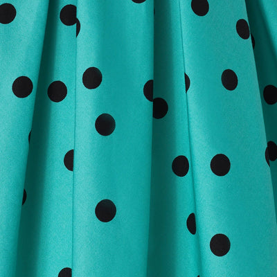 EU STOCK Amanda Scoop Neck Polka Dot Swing Dress in Turquoise-Black