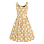 EU STOCK Amanda Swing Dress in Yellow/White Polka Print