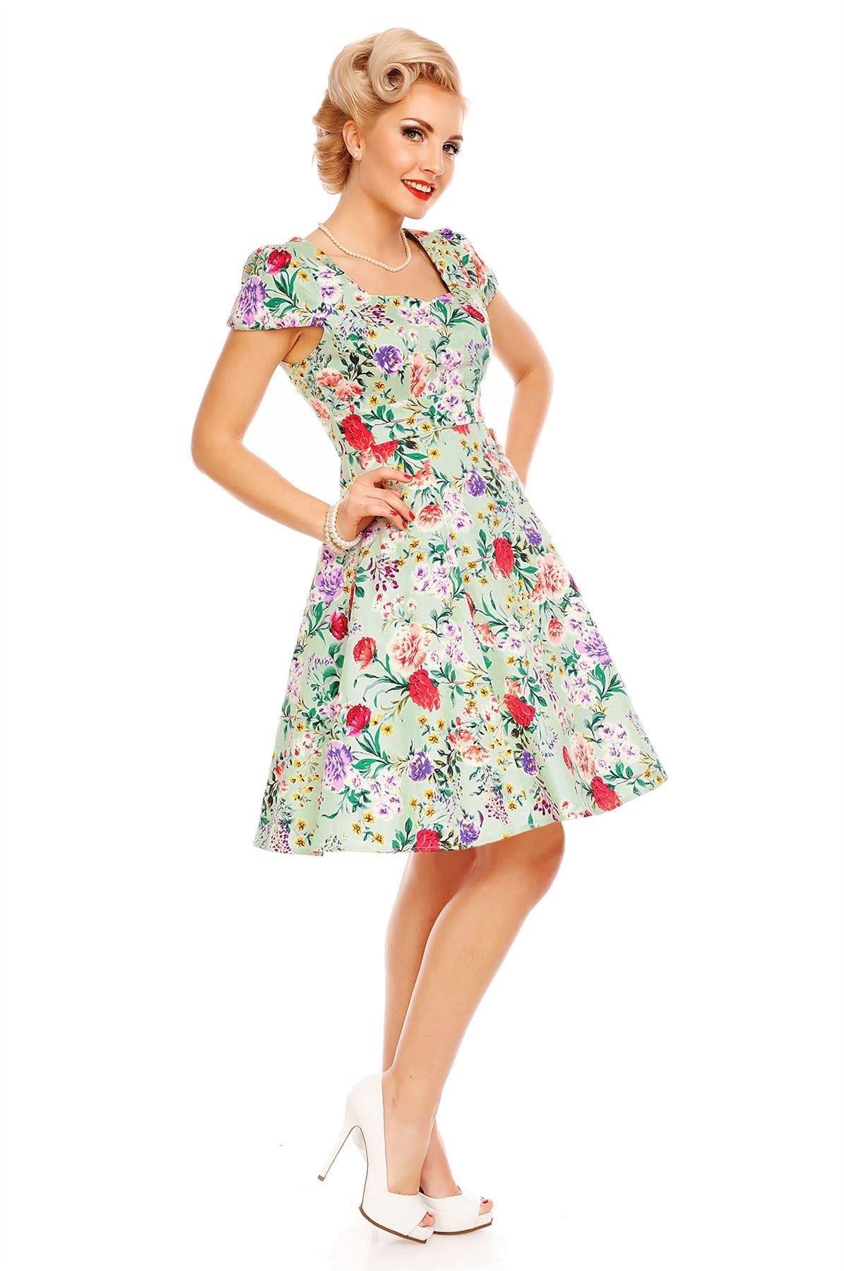 Claudia Green Floral Swing Dress