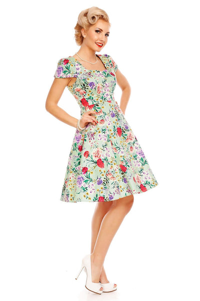 Claudia Green Floral Swing Dress