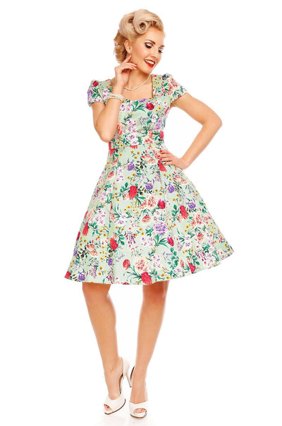 Claudia Green Floral Swing Dress