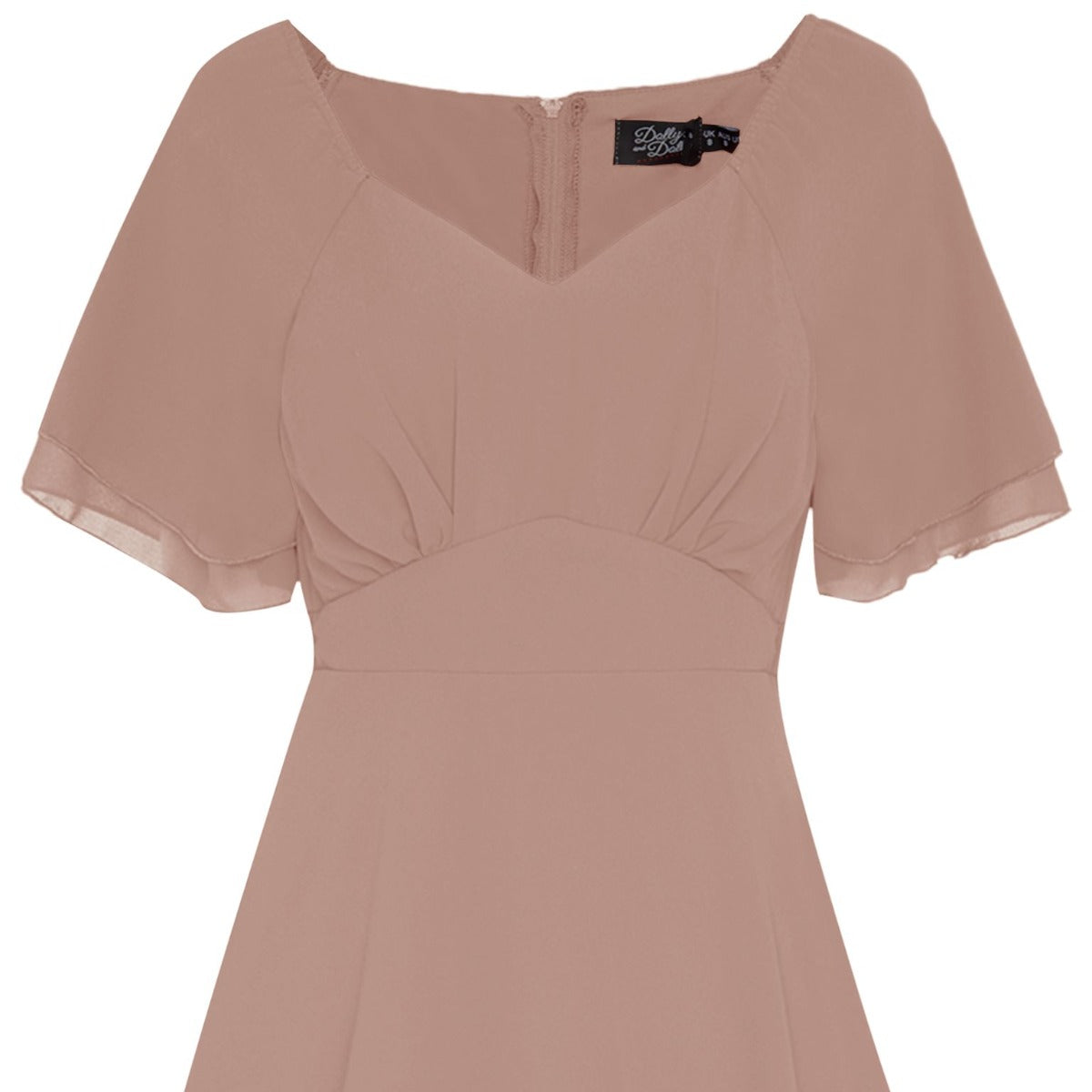 Meredith Comfortable Flattering Floaty Chiffon Dress in Tea Rose