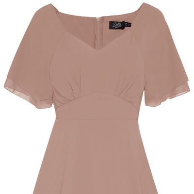 Meredith Comfortable Flattering Floaty Chiffon Dress in Tea Rose