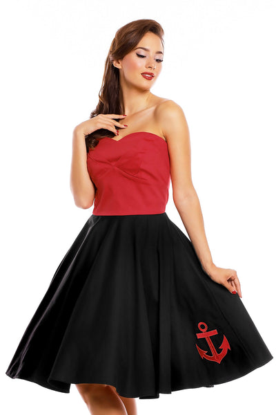 Retro Rockabilly Dress in Black-Red