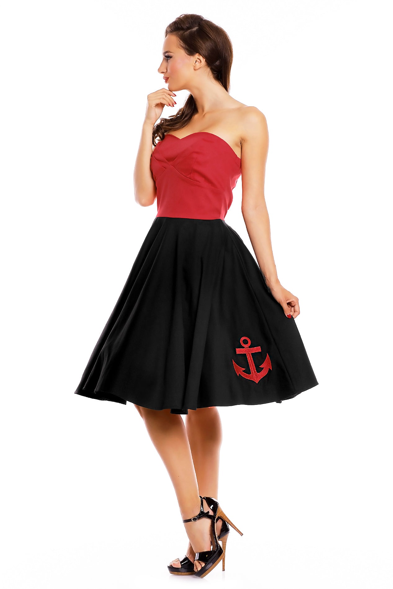 Retro Rockabilly Dress in Black-Red