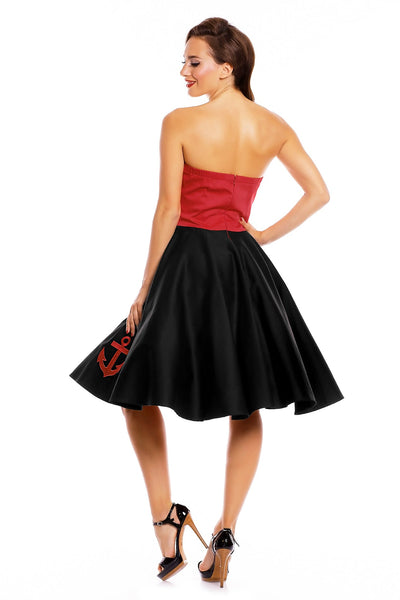 Retro Rockabilly Dress in Black-Red