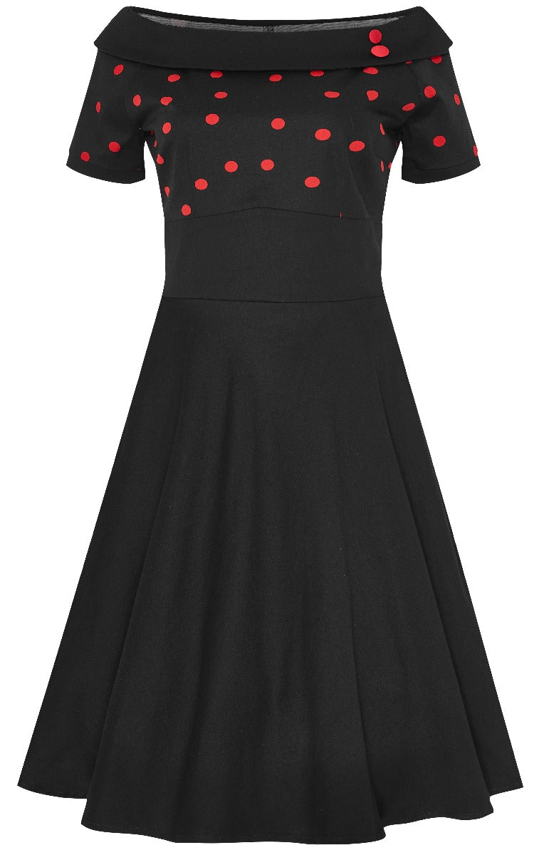 Darlene Classic Rockabilly Swing Tea Dress Black & Red Polka