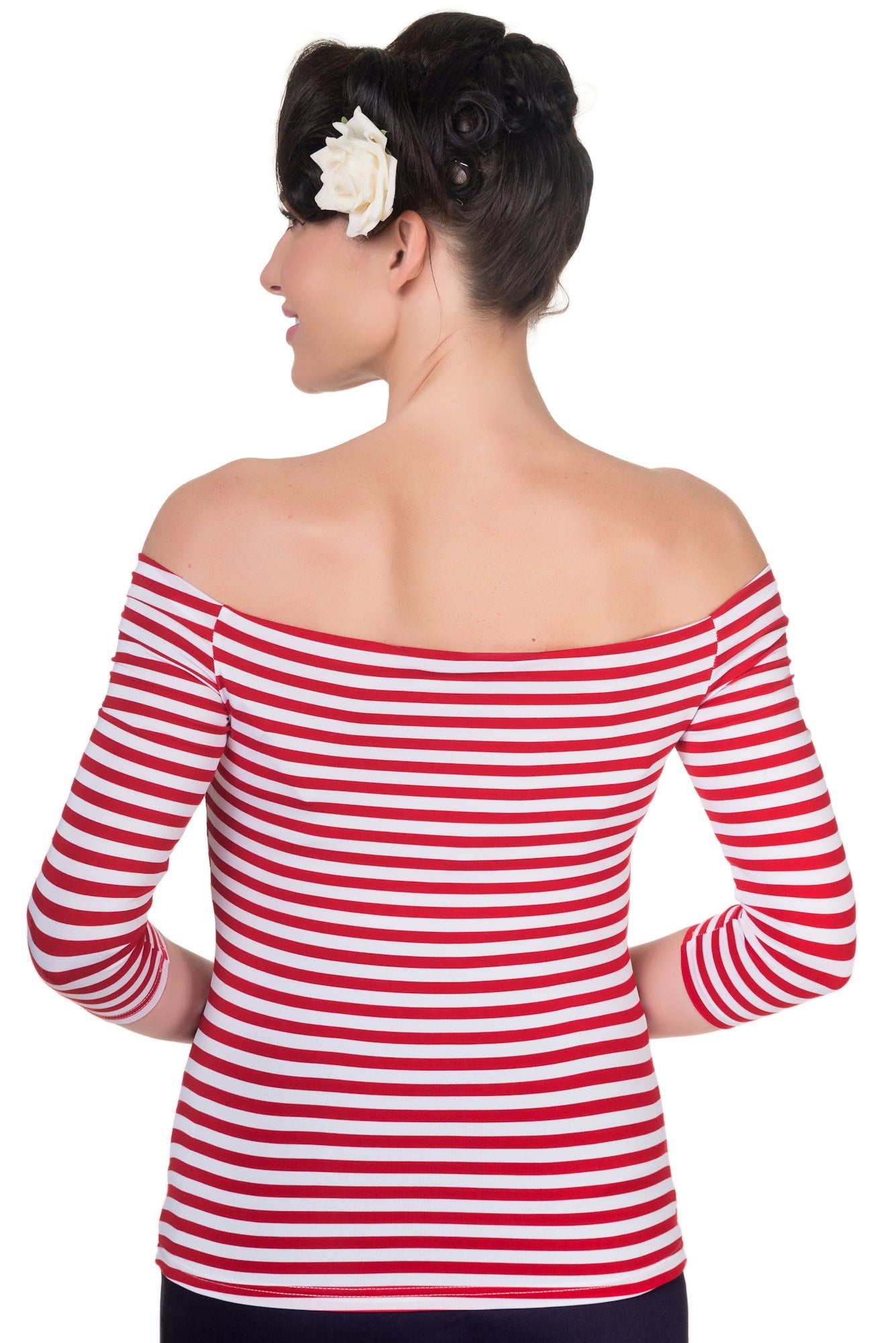 EU STOCK Gloria Bardot Stripe Rockabilly Top in Red White