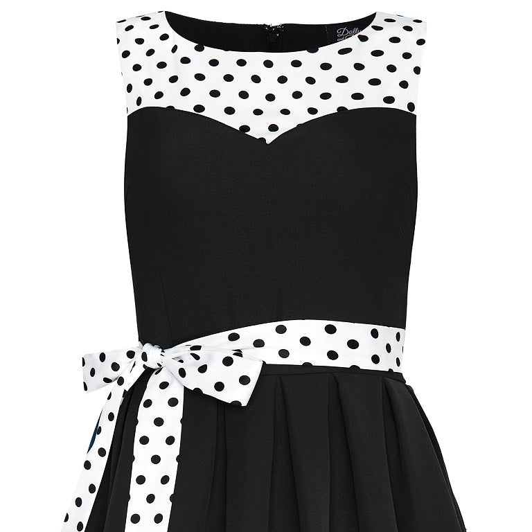 PRE ORDER Elizabeth Vintage Inspired Bow Dress in Black and White Polka Dot