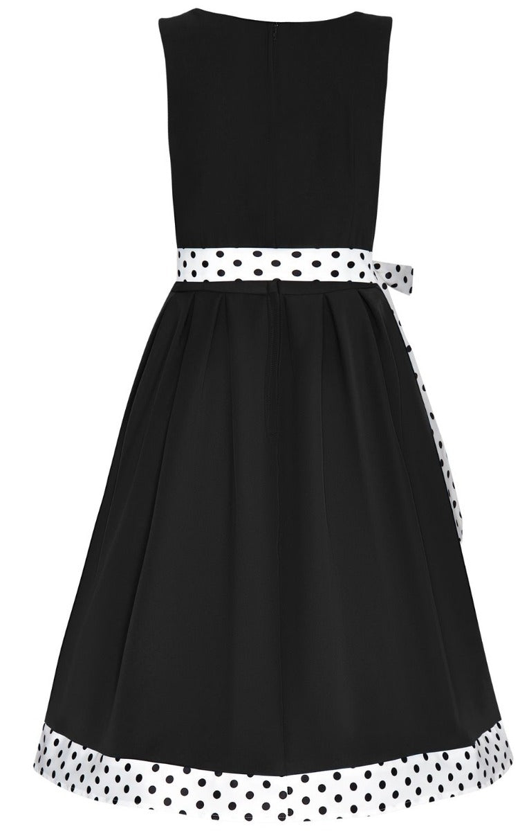 PRE ORDER Elizabeth Vintage Inspired Bow Dress in Black and White Polka Dot