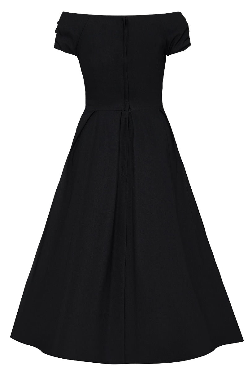 EU STOCK Lily Off The Shoulder Vintage Plain Evening Dress Black